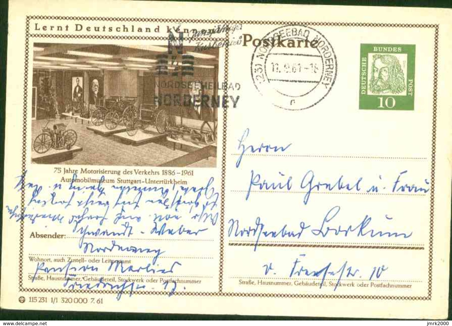 Germany 1961 - Cartes Postales - Oblitérées