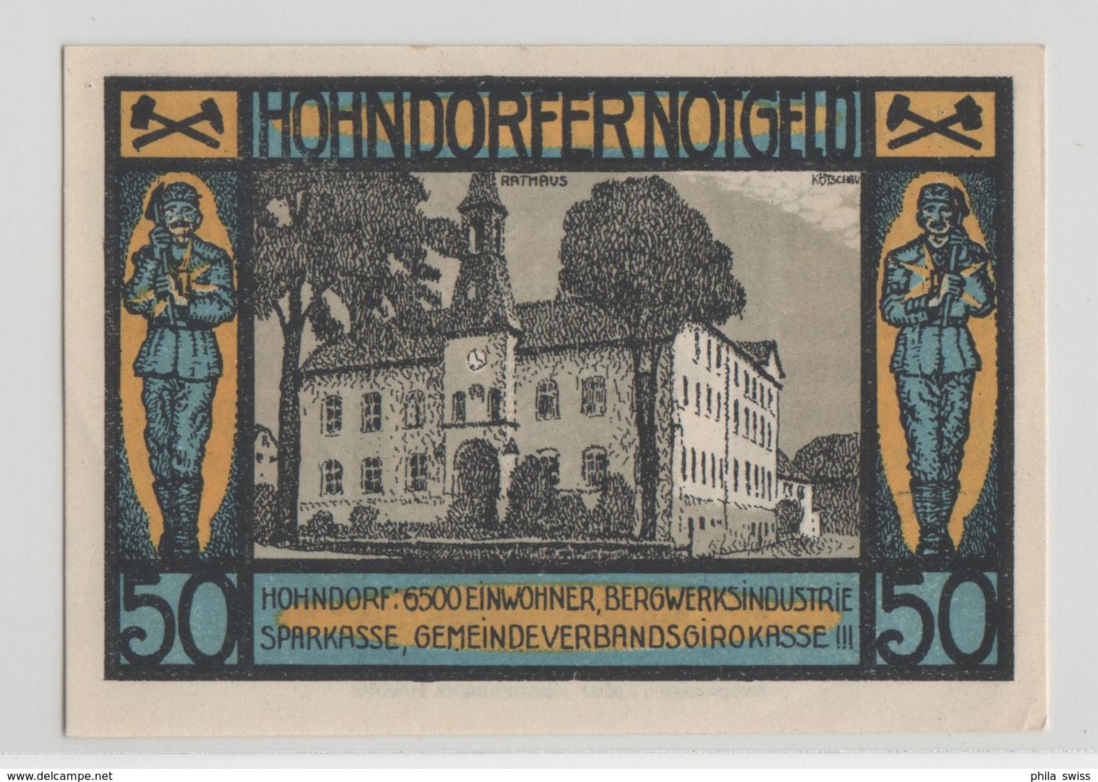 Notgeld Der Gemeinde Hohndorf Bzk. Chemnitz 50 Pf. - Hohndorf