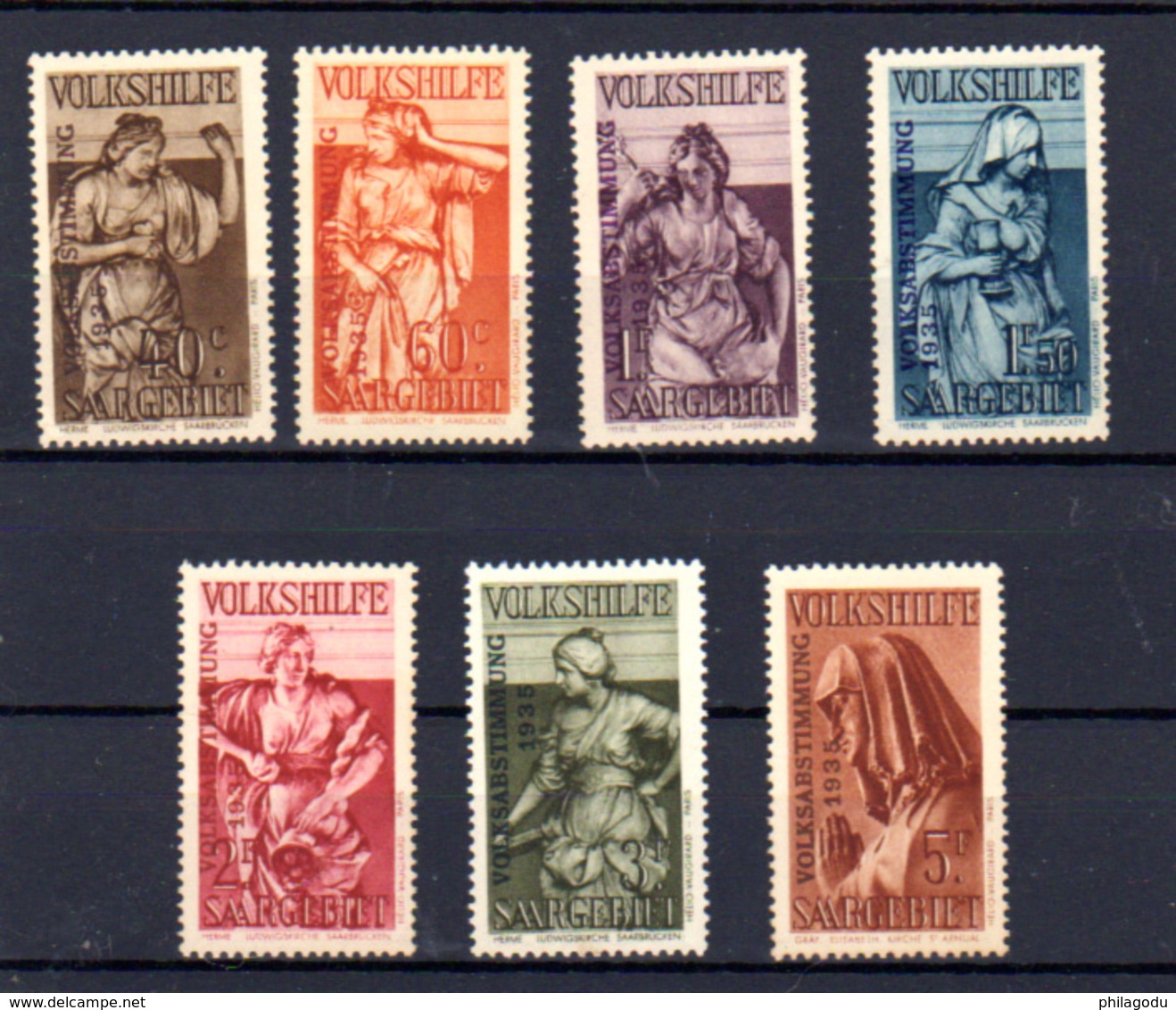 1934  Sarre, œuvres Populaires, 165 / 171 **,  Cote 300 €, - Neufs