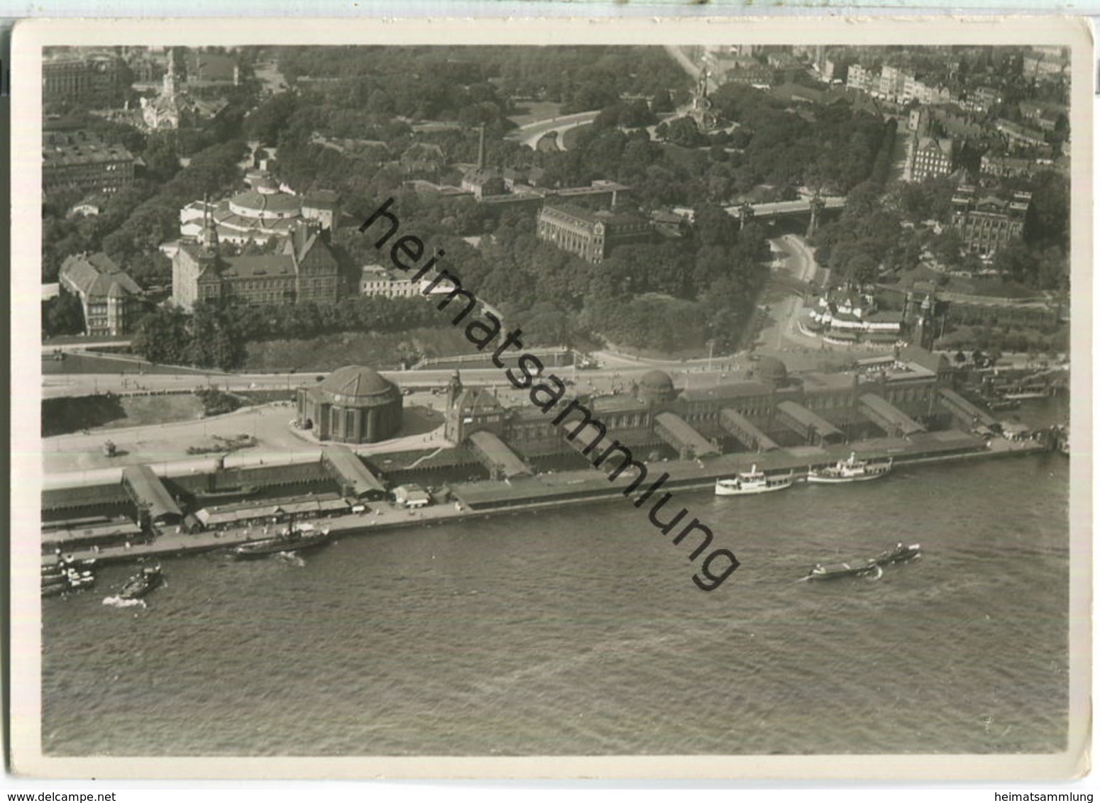 Hamburg - Flugaufnahme - St. Pauli Landungsbrücken - Elbtunnel - Foto-AK Grossformat - Verlag Hans Andres Hamburg - Mitte