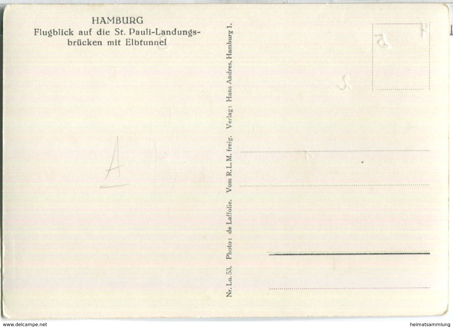 Hamburg - Flugaufnahme - St. Pauli Landungsbrücken - Elbtunnel - Foto-AK Grossformat - Verlag Hans Andres Hamburg - Mitte