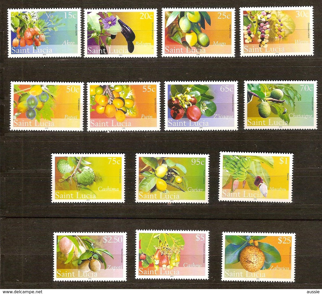 Saint Lucia Sainte-Lucie 2005 Yvertn° 1222-1235 *** MNH Cote 46,00 Euro  Flore Fruits - St.Lucie (1979-...)