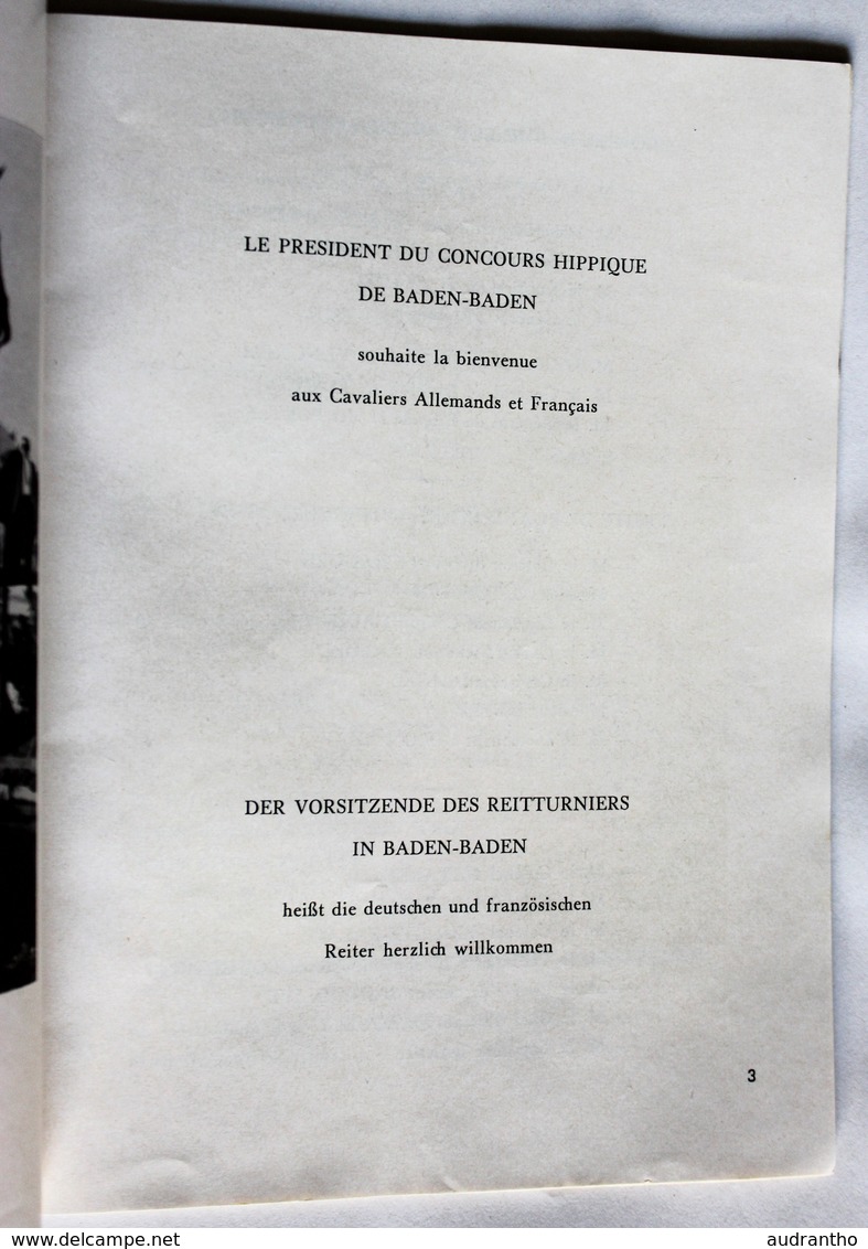 Programme Reitturnier 1961 Terrain Aviation Baden Oos Baden Baden Capitaine Sayette Algèrie Cheval Concours Hippique - Programme