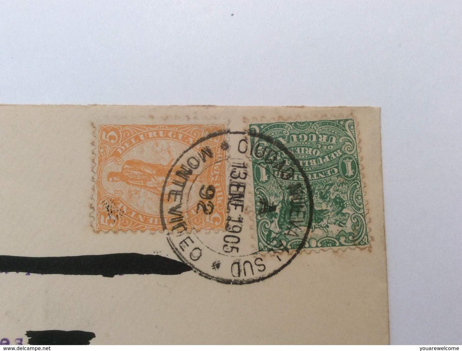 Uruguay Postage Due MONTEVIDEO CIUDAD NUEVA AL SUD 1905 Local Cover (lettre Brief - Uruguay