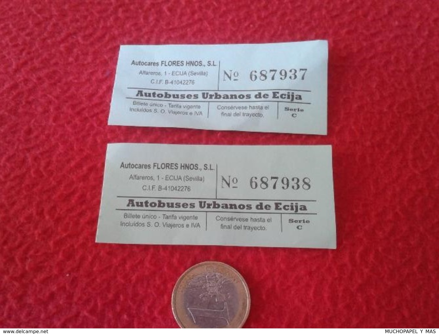 LOTE DE 2 BILLETE TICKET DE TRANSPORTE AUTOBUSES URBANOS ÉCIJA (SEVILLA) AUTOBUS SPAIN ESPAÑA TICKETS BUS 2015 BILLETES - Europa