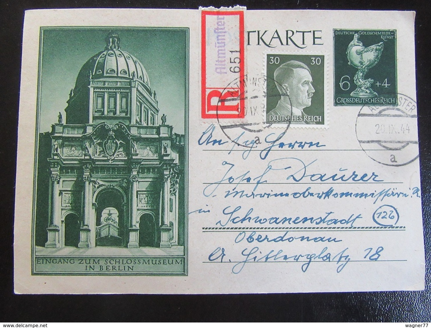 Postkarte Postcard Ganzsache R-Brief - Altmünster September 1944 - Briefe U. Dokumente