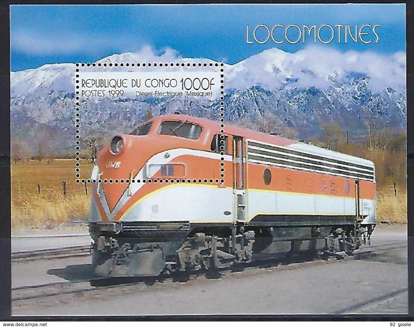 Congo Bloc YT ??? MI 140 " Locomotives " 1999 Neuf** - Mint/hinged