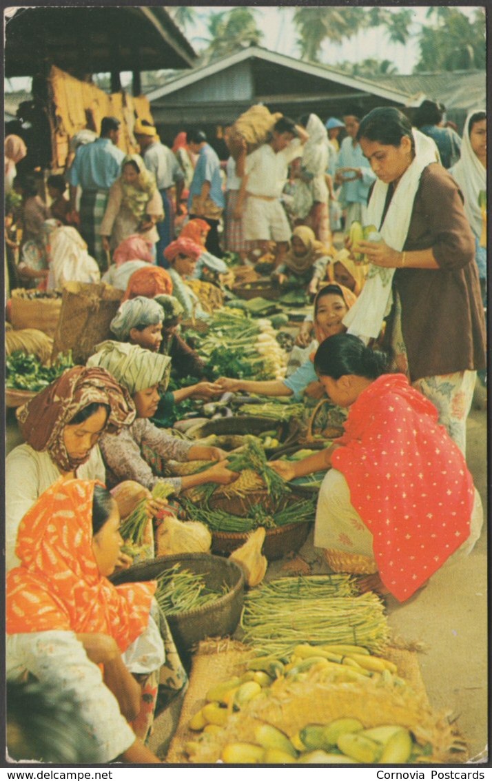 A Malay Market Scene, Malaya, C.1960s - Malayan Color Views Co Postcard - Malaysia