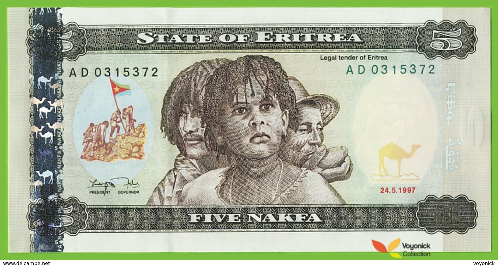 Voyo ERITREA 5 Nakfa 1997 P2 B102a AD UNC Jacaranda - Erythrée