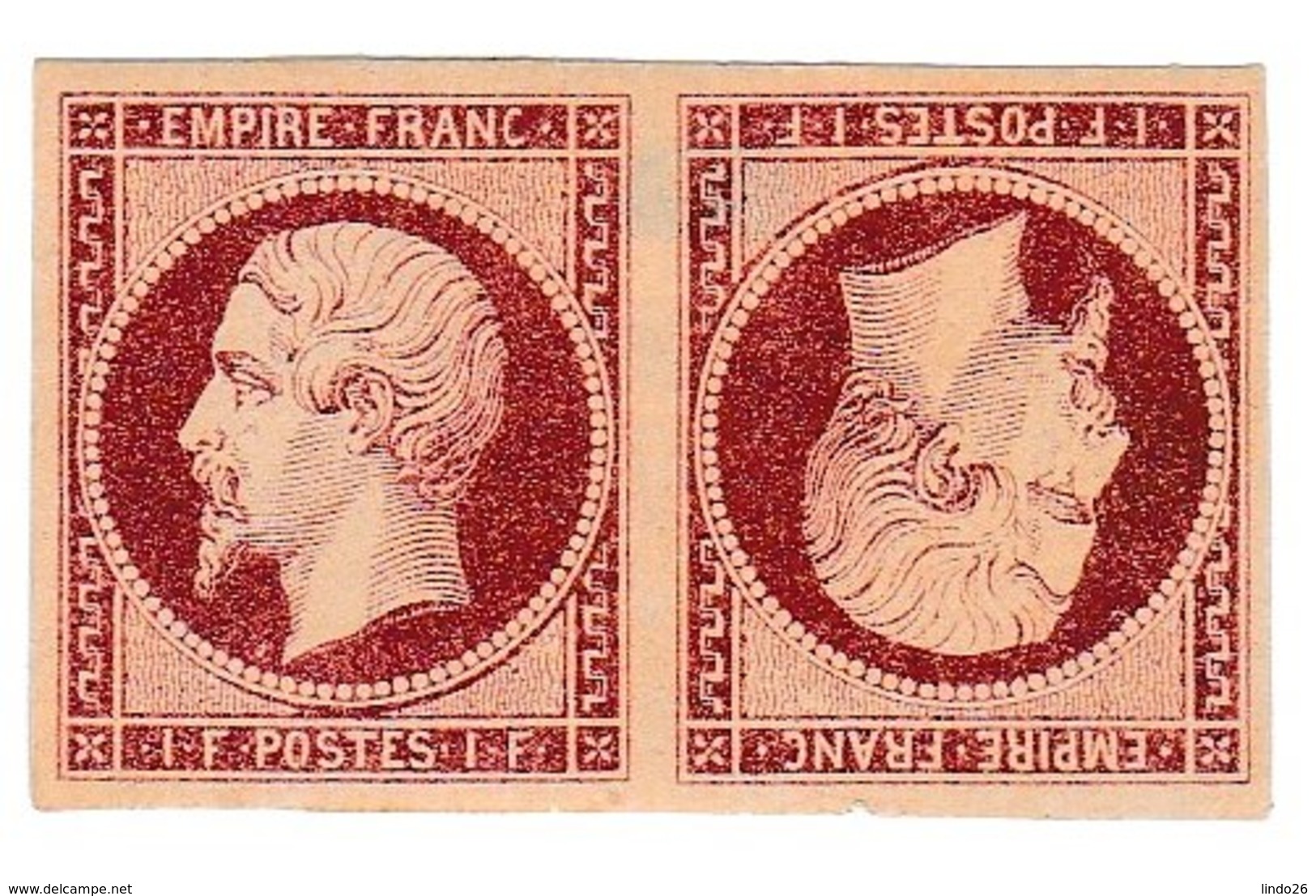 N°18 1F Napoléon Tête Bêche "Faux De Spérati" - 1853-1860 Napoléon III.
