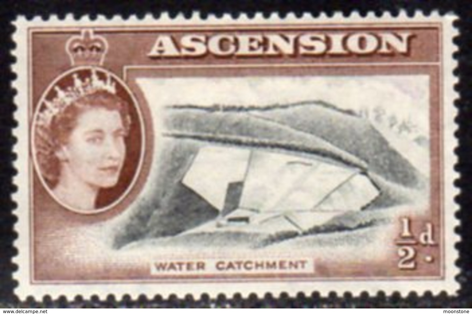 Ascension 1956 Definitives, ½d Water Catchment, Hinged Mint, SG 57 (B) - Ascension