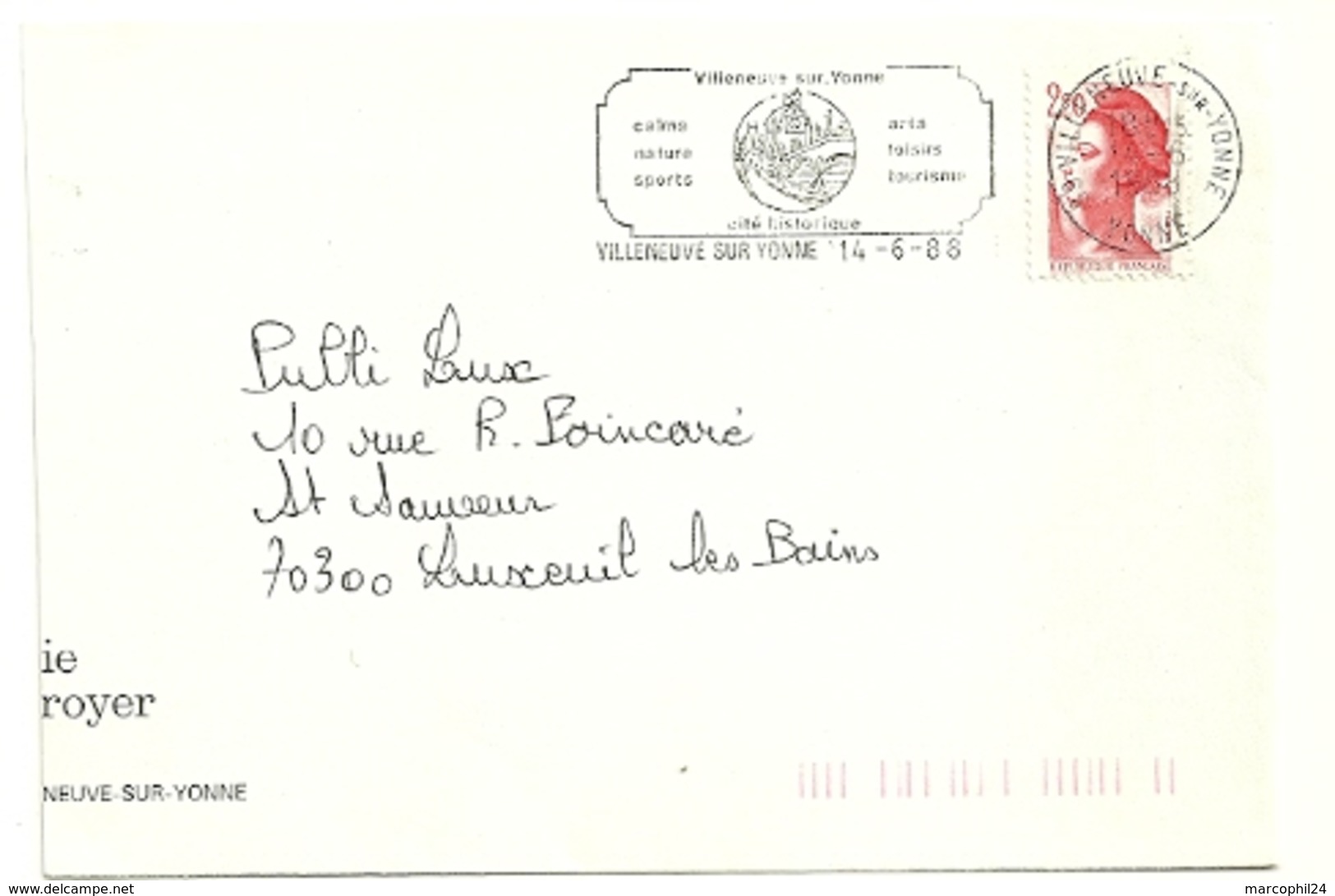 YONNE - Dépt N° 89 = VILLENEUVE Sur YONNE 1988 = FLAMME Type II = SECAP  = 'calme Nature Sports ' - Mechanical Postmarks (Advertisement)