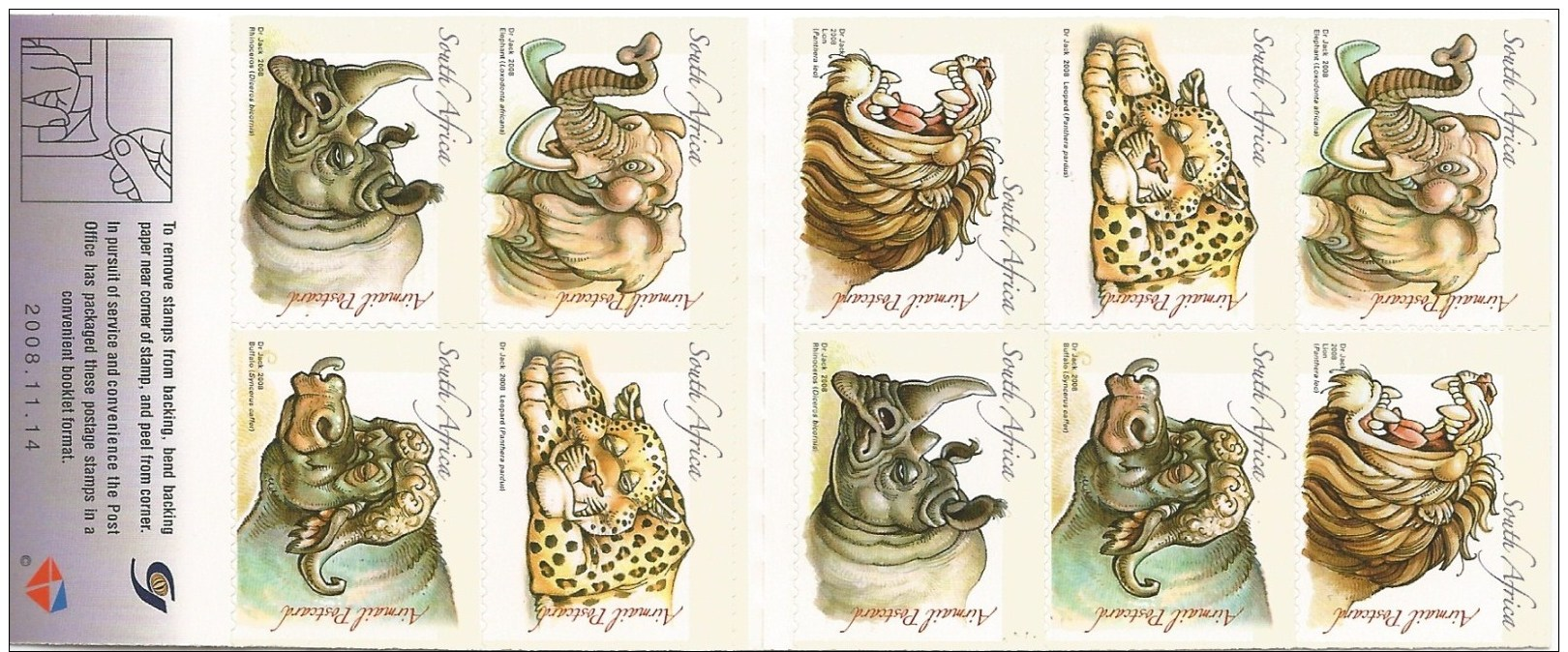 South Africa 2008 "&ldquo;Funny Five&rdquo;  Big 5 Booklet, MNH - Carnets