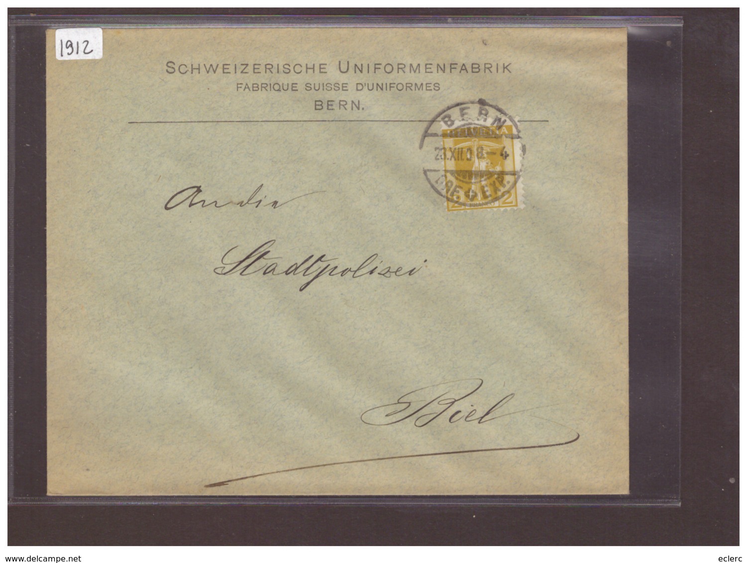 BERN - SCHWEIZ. UNIFORMENFABRIK  ( RIEN AU DOS ) - Storia Postale