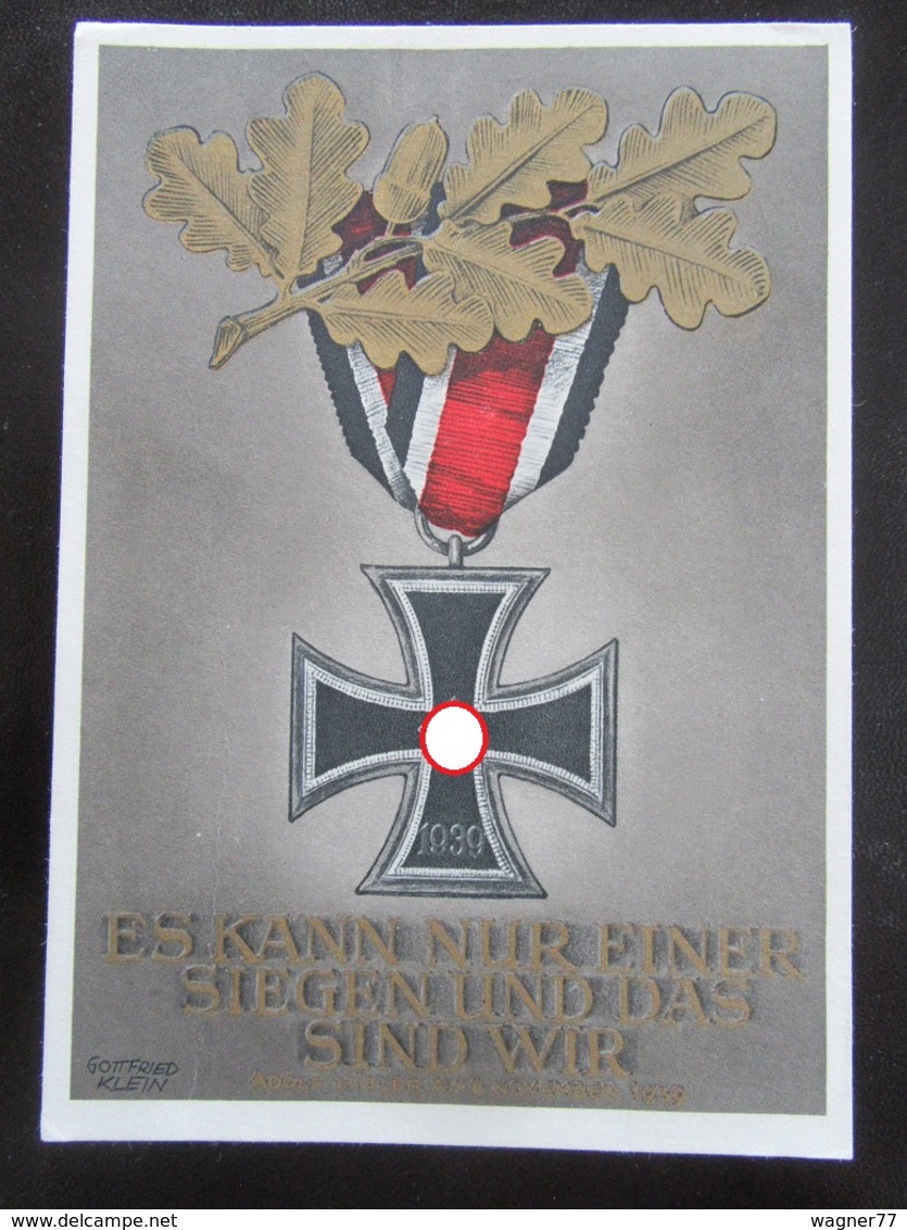 Postkarte Postcard Propaganda EK2 Iron Cross - Helgoland-Marke - Etwas Bügig - Briefe U. Dokumente