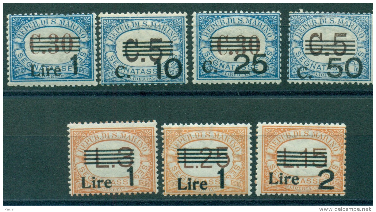 SAN MARINO 1936-39  SEGNATASSE  SOPRASTAMPATI MNH** LUSSO - Segnatasse