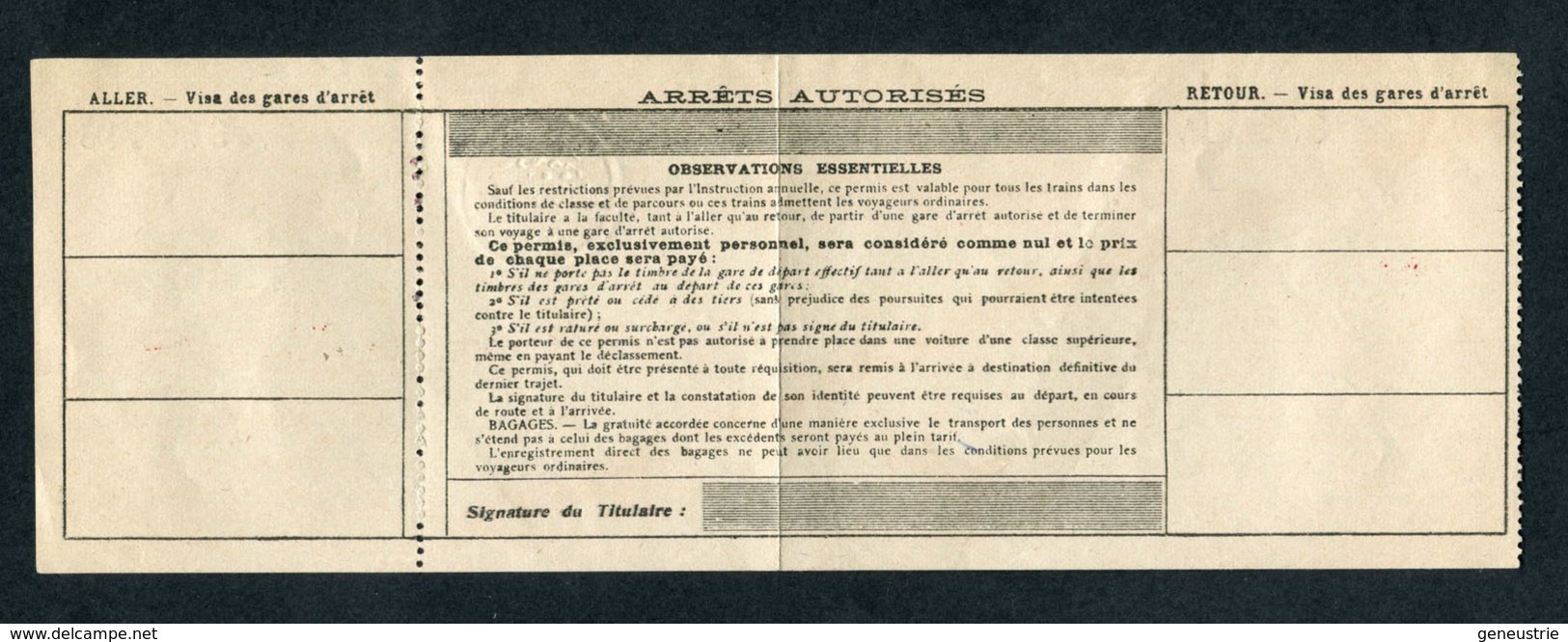 Ticket Billet 1946 Pour Agents SNCF Et Leur Famille "Aller/retour Saint Ouen-les-Docks Pour Lourdes" - Europa