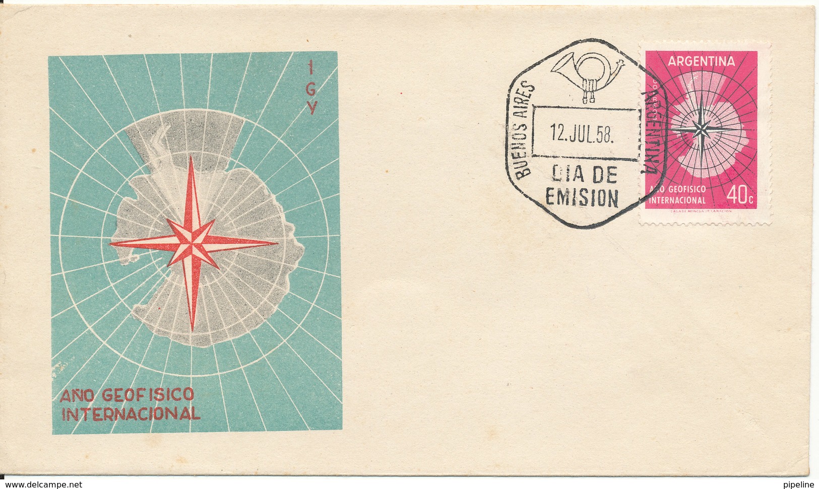 Argentina FDC 12-7-1958 International Geophysical Year With Cachet - Année Géophysique Internationale