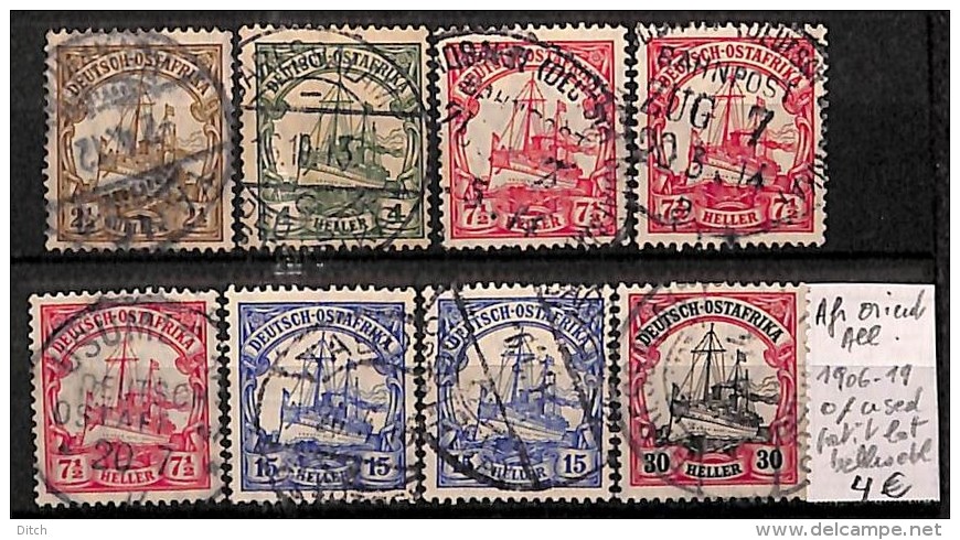 D- [814755] O/Used-Allemagne 1906-19 - Petit Lot Belles Obl, Bateau - Afrique Orientale