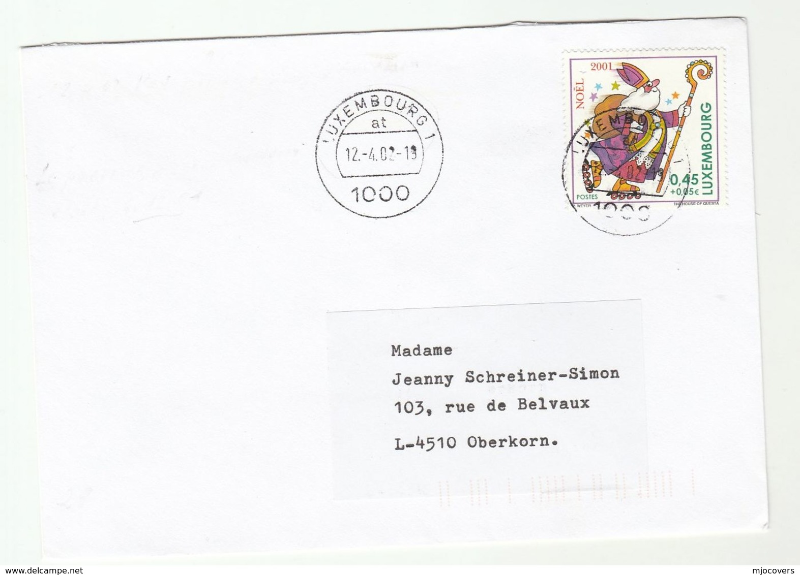 2001 Luxembourg  ST NICOLAS On ROLLERSKATES Rollerskating Stamps COVER Sport  Christmas Stamps Religion - Other & Unclassified