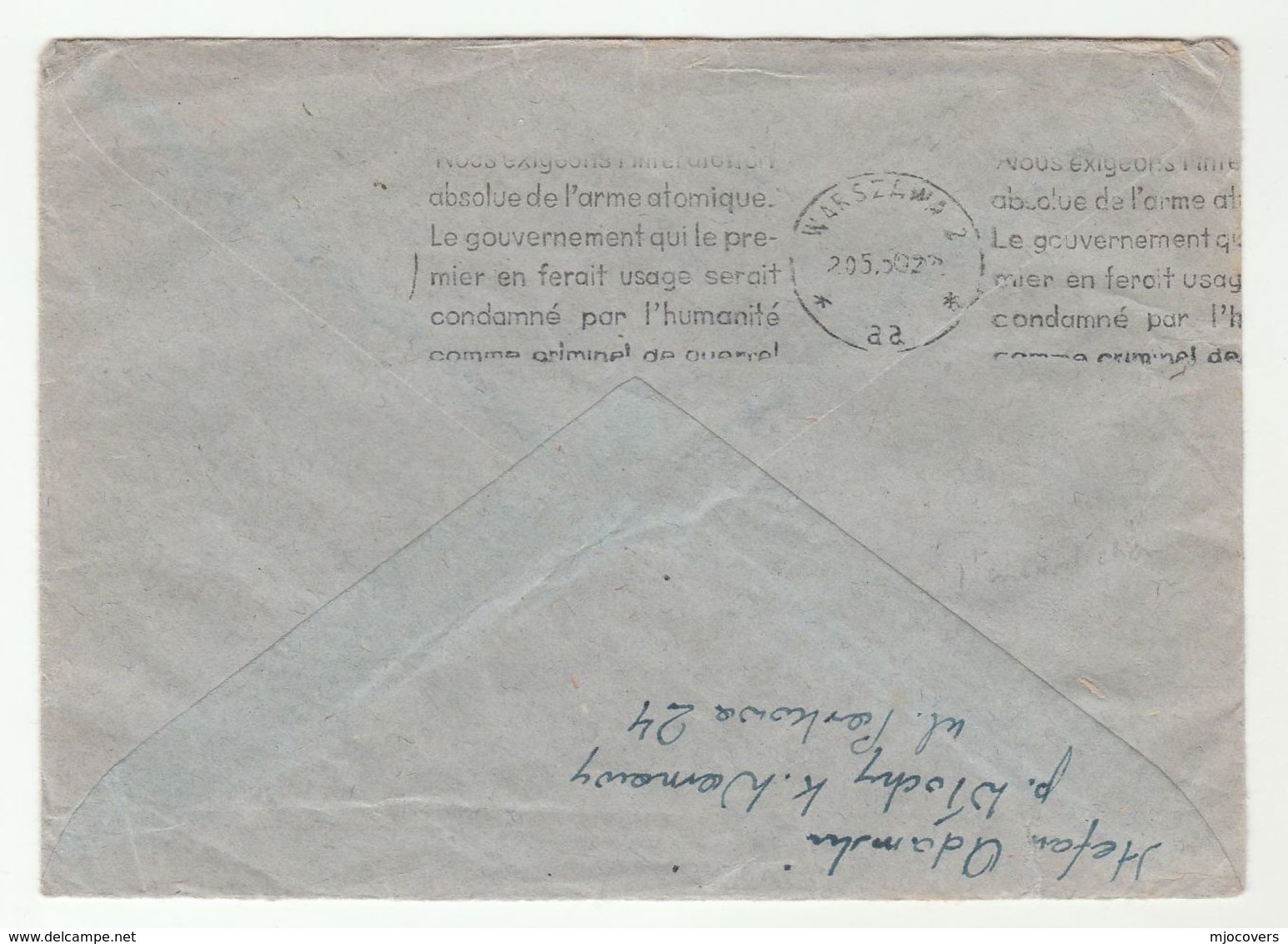 1950 Cover ANTI ATOMIC BOMB SLOGAN Poland Airmail To GB  Nuclear Energy  Stamps - Atome