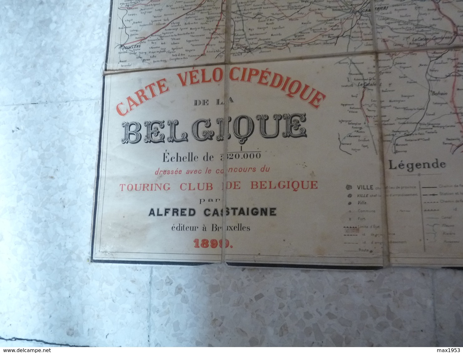 CARTE VELOCIPEDIQUE DE LA BELGIQUE - 1899 - Toilée - Guides Et Plans Castaigne - Cartes Routières