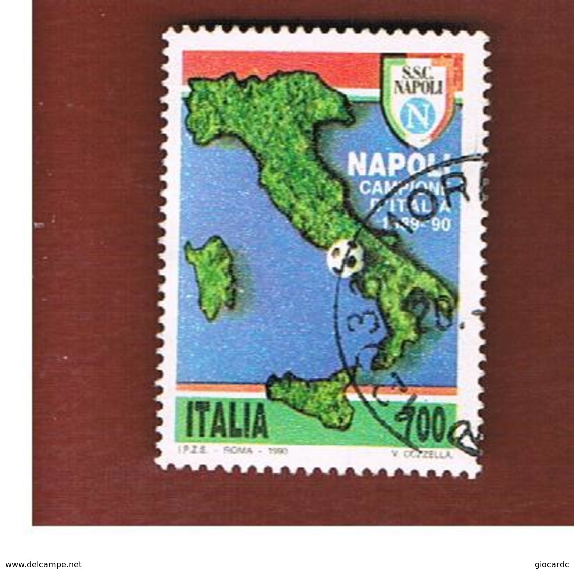 ITALIA REPUBBLICA  - SASS. 1934   -      1990 NAPOLI CAMPIONE  -      USATO - 1981-90: Usados