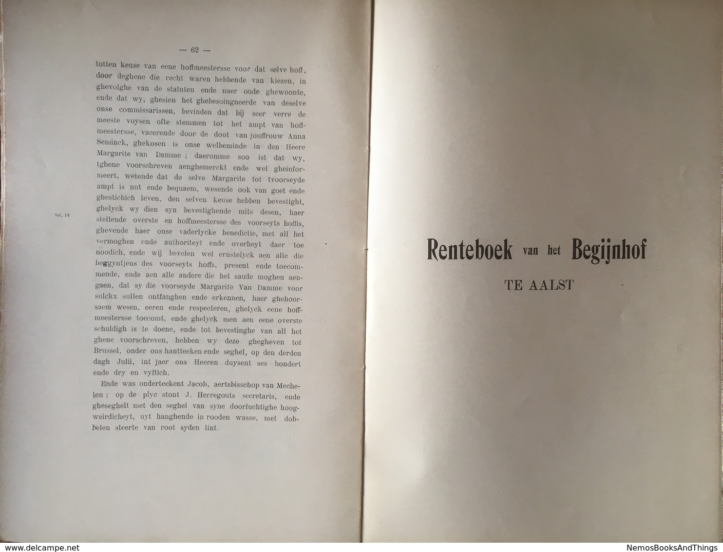 AALST - Cartularium En Renteboek Van Het Begijnhof Ste Katharina Op Den Zavel Te Aalst - Soens - 1912 - Histoire