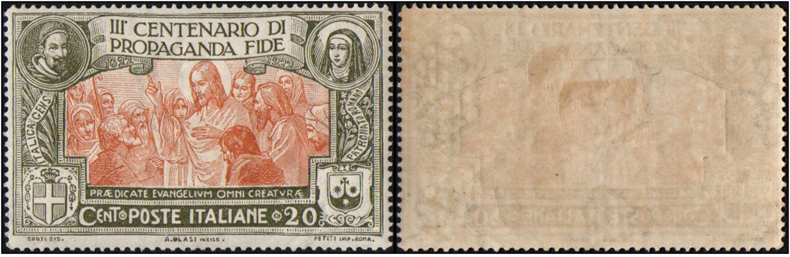 Italy.  1923 The 30th Anniversary Of The Propaganda - Fide. 20c. MH - Mint/hinged