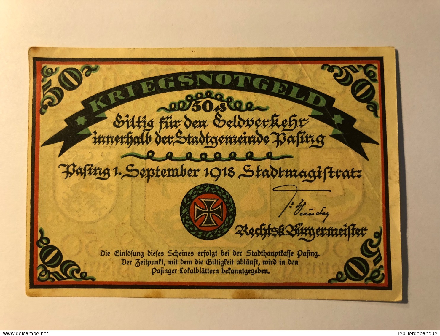 Allemagne Notgeld Pasing 50 Pfennig - Collections