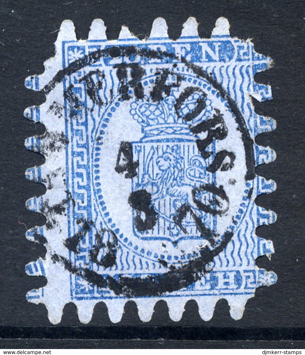 FINLAND 1866 20 P. Blue/blue On Wove Paper With Roulette III, Used.  SG 37, Michel 8 Cx - Usados