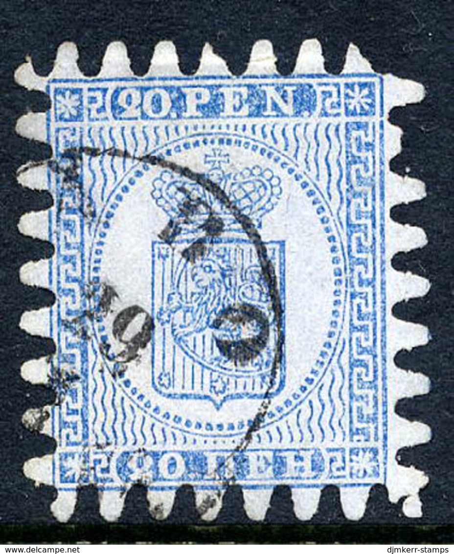 FINLAND 1866 20 P. Blue/blue On Wove Paper With Roulette III, Used.  SG 37, Michel 8 Cx - Usati
