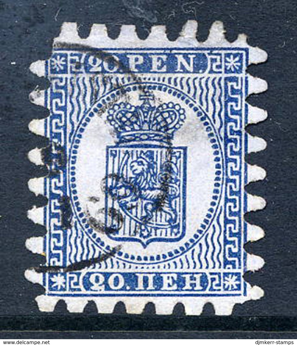 FINLAND 1866 20 P.  Deep Blue/blue On Wove Paper With Roulette III, Used.  SG 38, Michel 8 Cx - Gebruikt