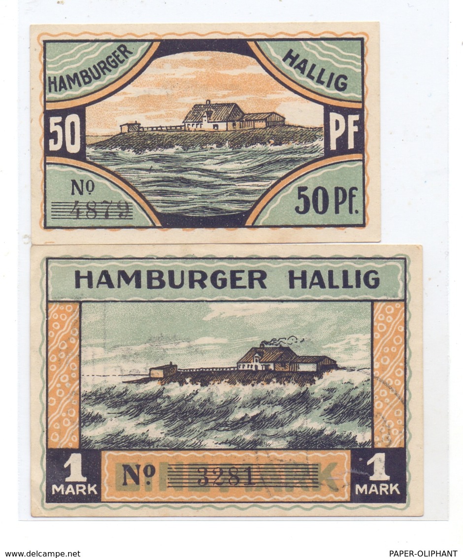 2257 REUSSENKÖGE _ HALLIG HAMBURG, NOTGELD  50 Pfg. & 1 Mark - Bredstedt