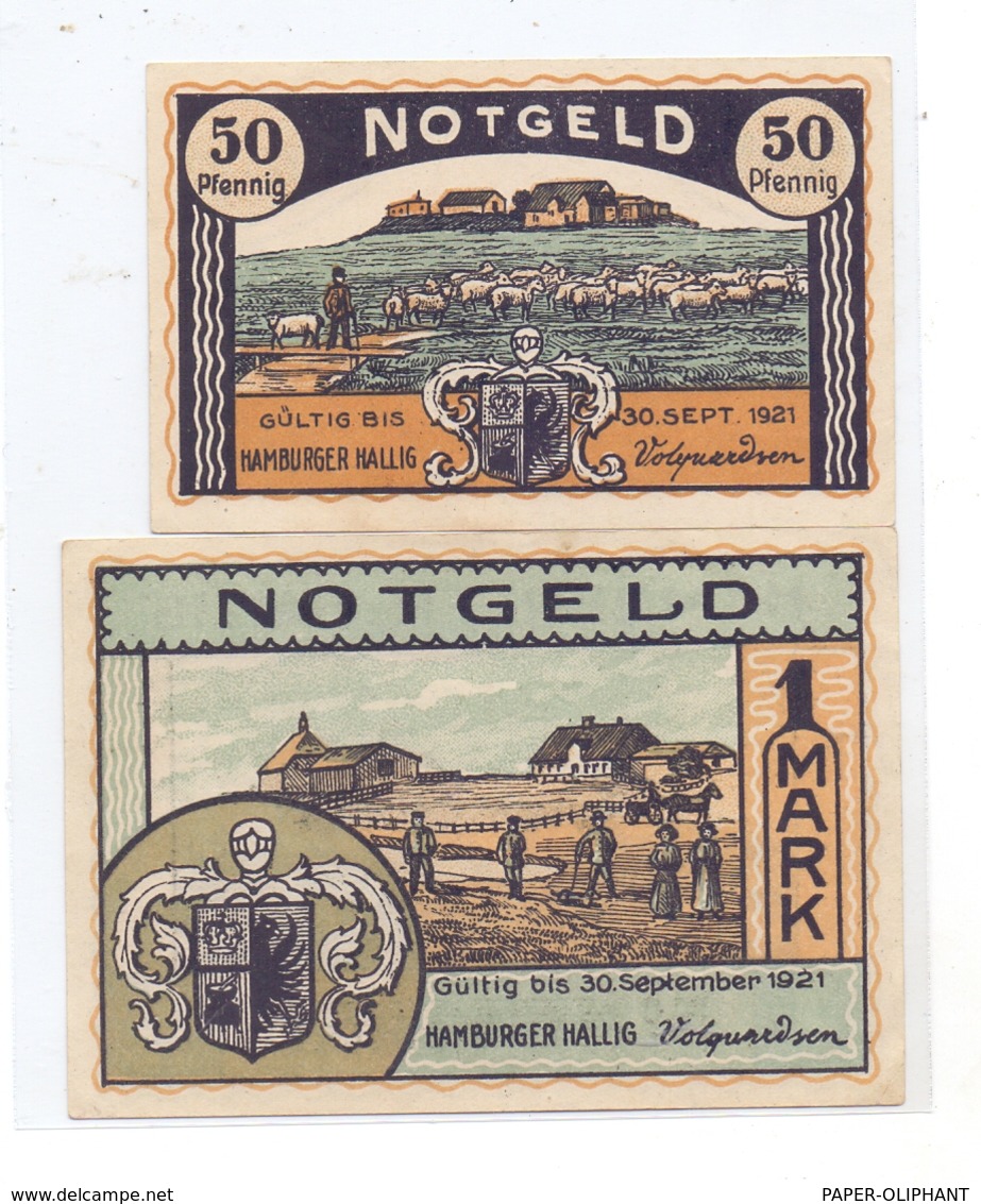 2257 REUSSENKÖGE _ HALLIG HAMBURG, NOTGELD  50 Pfg. & 1 Mark - Bredstedt