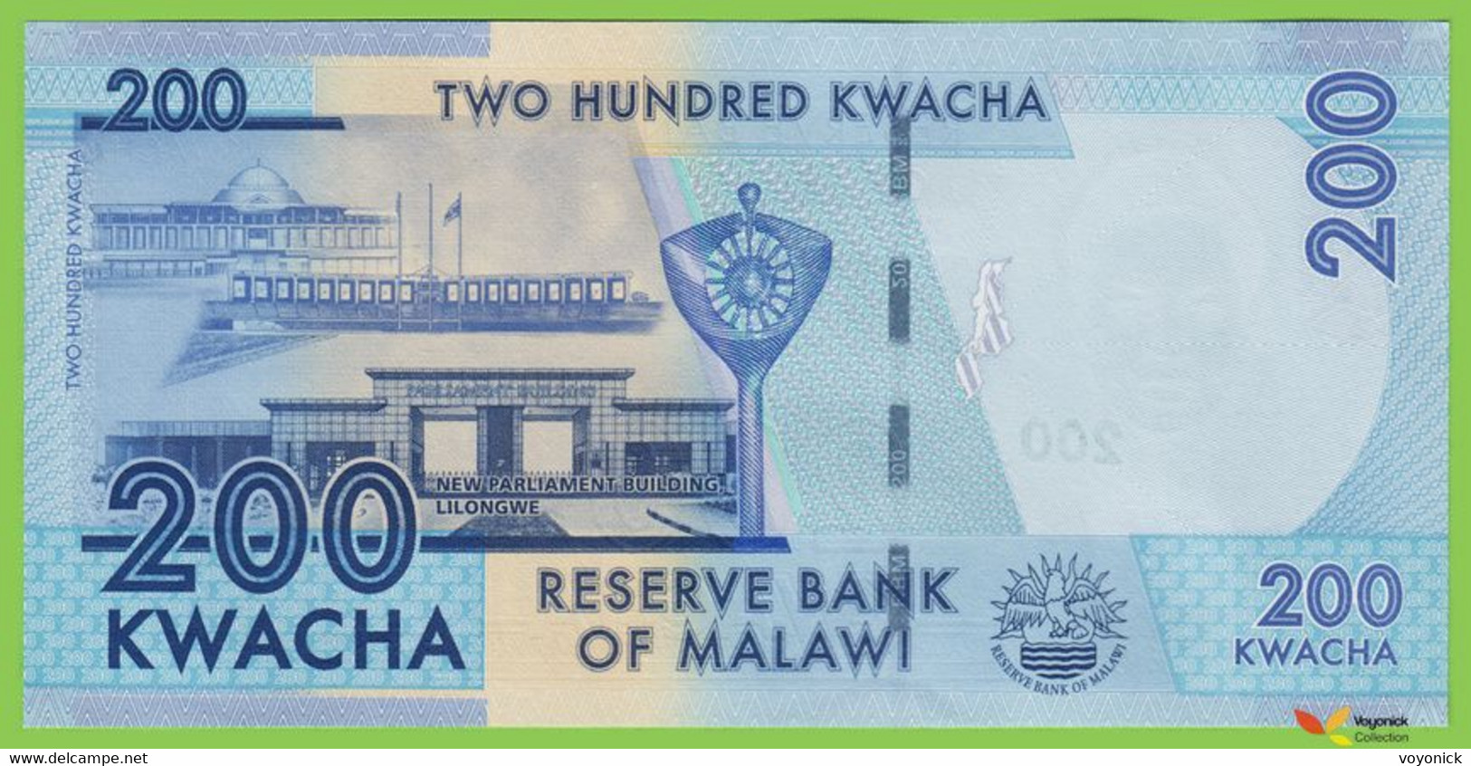 Voyo MALAWI 200 Kwacha 2016 P60c B162a AL UNC Politics - Malawi