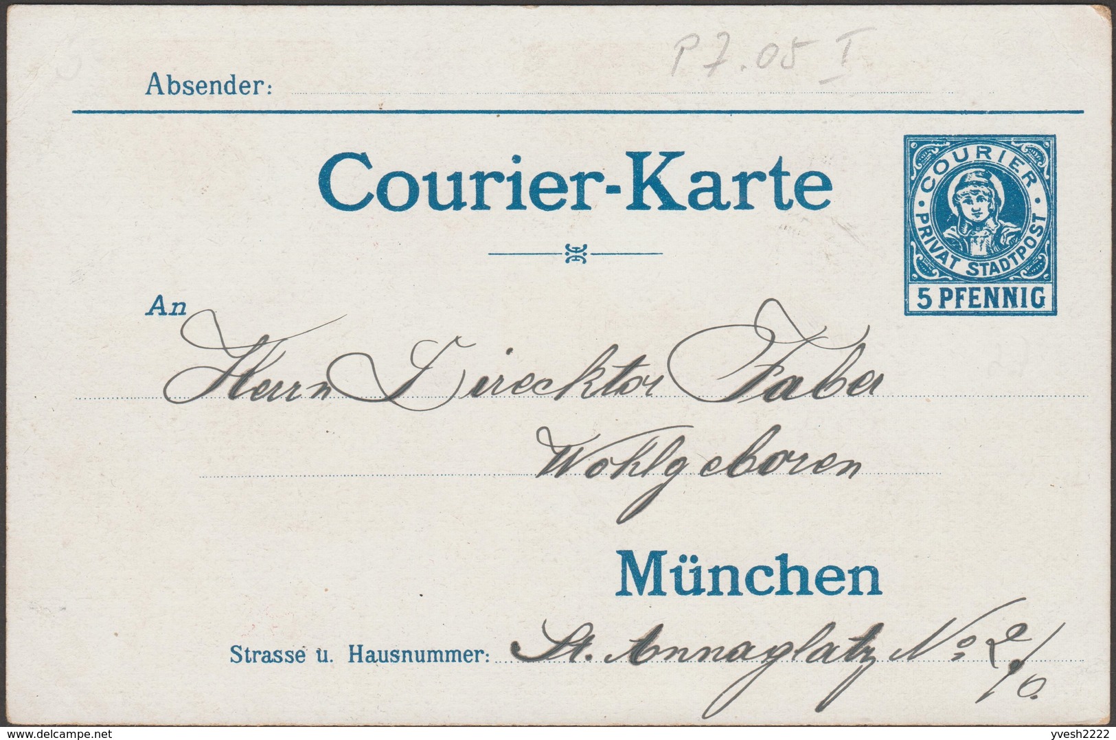 Bavière 1897. Poste Privée Courier De Munich. Bavarois Dans Les Montagnes. Edelweiss, Chapeau - Montañas