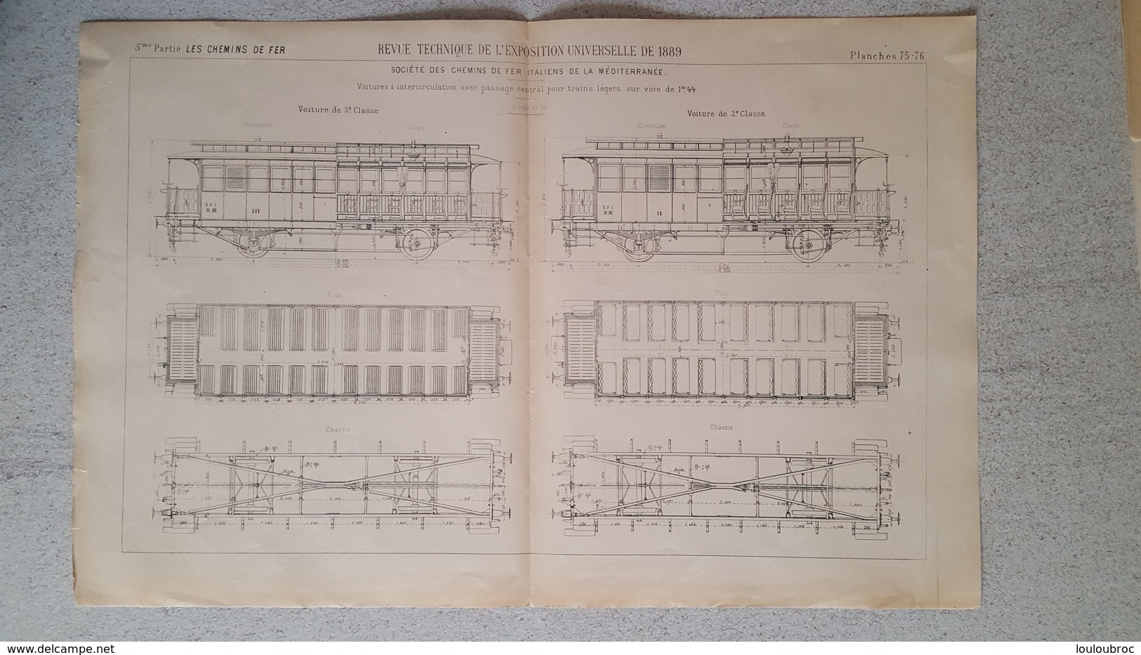 RARE REVUE TECHNIQUE DE L'EXPOSITION UNIVERSELLE DE 1889 LES CHEMINS DE FER  VOITURE  2 -3  CLASSE FORMAT  54.50 X 36 CM - Tools