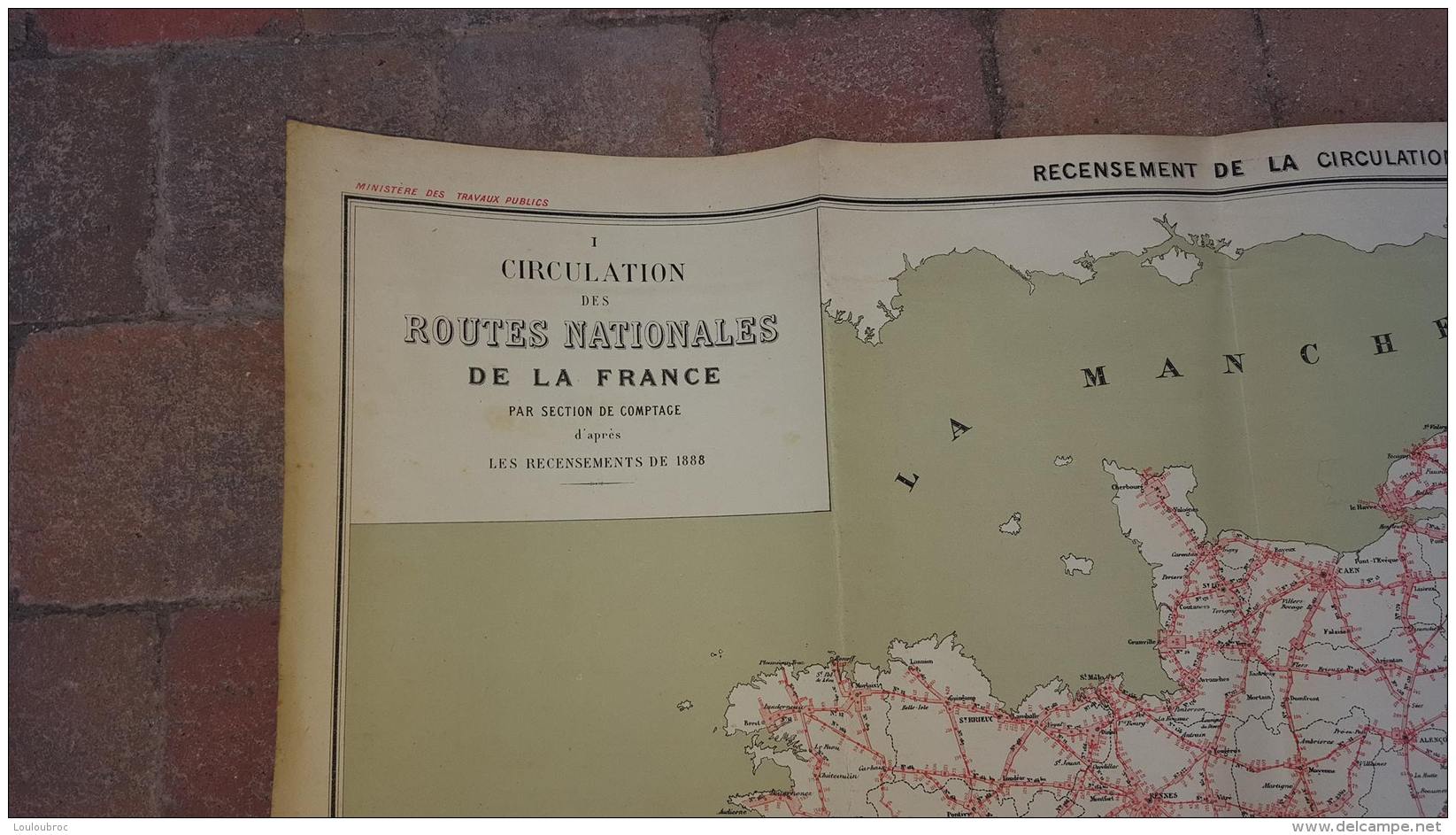 RARE RECENSEMENT DE LA CIRCULATION SUR LES ROUTES NATIONALES EN 1888 FORMAT 105 X 83 CM PARFAIT ETAT - Cartes Géographiques