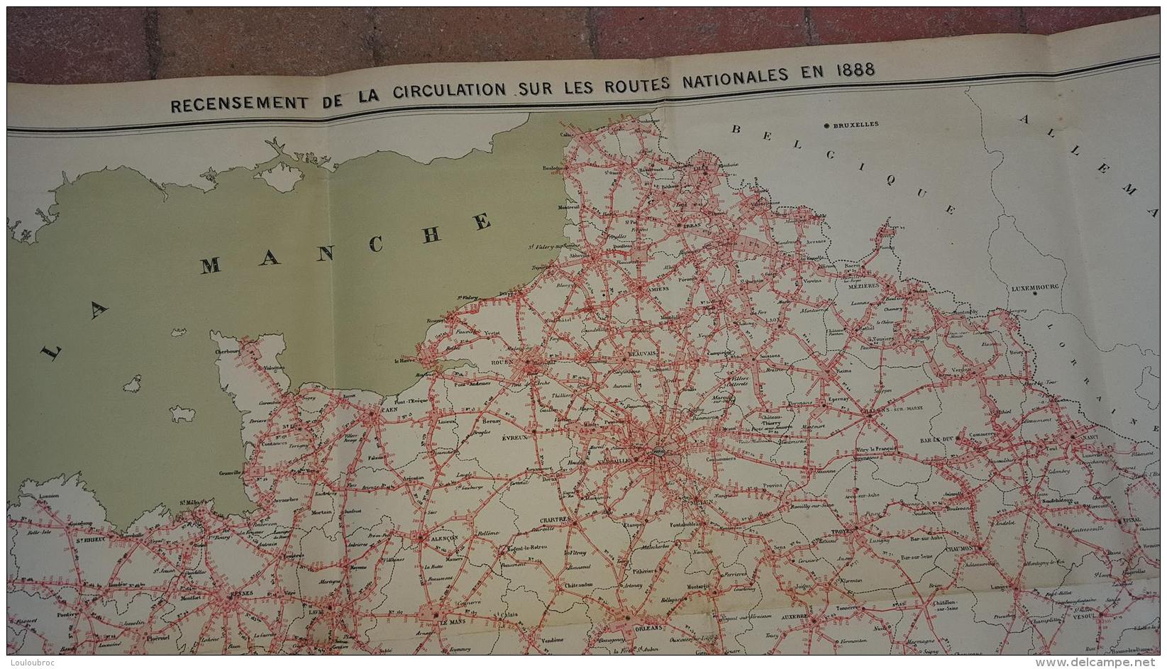 RARE RECENSEMENT DE LA CIRCULATION SUR LES ROUTES NATIONALES EN 1888 FORMAT 105 X 83 CM PARFAIT ETAT - Cartes Géographiques