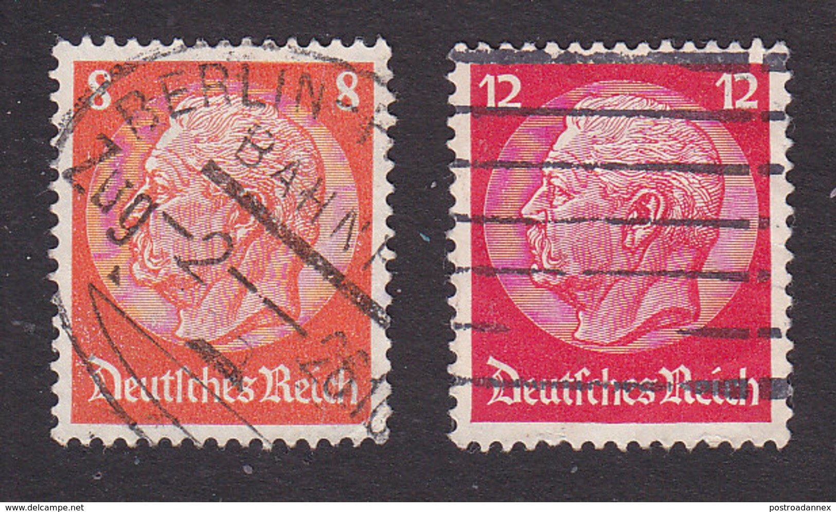 Germany, Scott #404, 406, Used, Hindenberg, Issued 1933 - Used Stamps