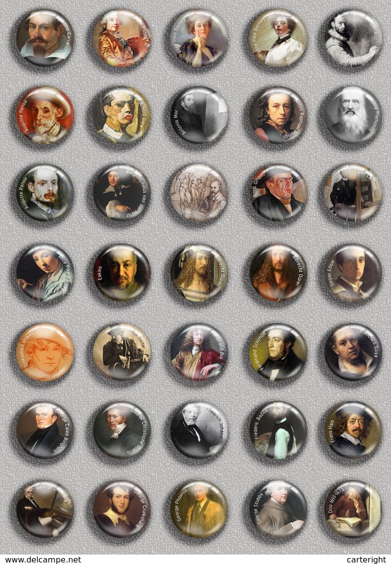 Artist Self Portraitset Painting BADGE BUTTON PIN SET (1inch/25mm Diameter) 35 DIFF A - Berühmte Personen