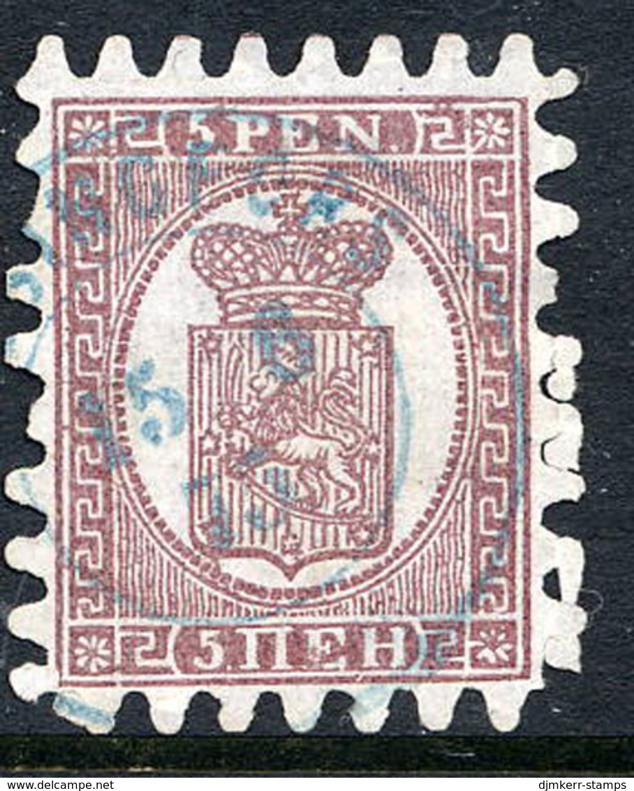 FINLAND 1866 5p. Purple-brown On Laid Paper Roulette III, Used. SG19. Michel 5Cx. - Oblitérés