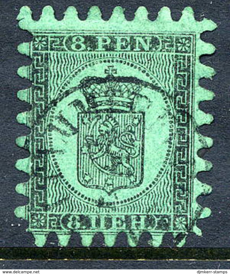 FINLAND 1866 8 P. Black/green Roulette III, Used. SG 46, Michel 6 Cx - Gebruikt