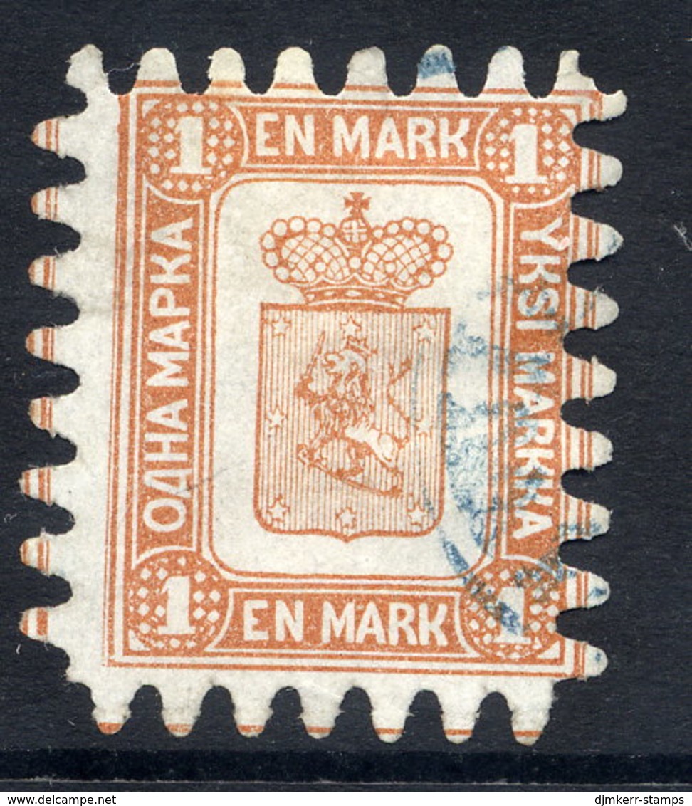 FINLAND 1867 1 Mk. Brown/white, Roulette III, Used. SG 49, Michel 10C - Used Stamps