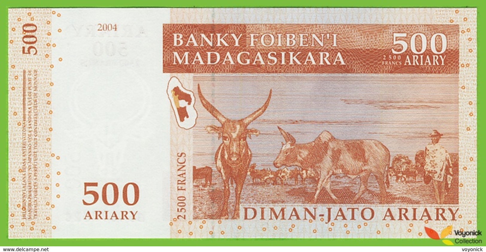 Voyo MADAGASCAR 500 Ariary 2004/2016 P95b B322d B-C UNC Zebu - Madagaskar