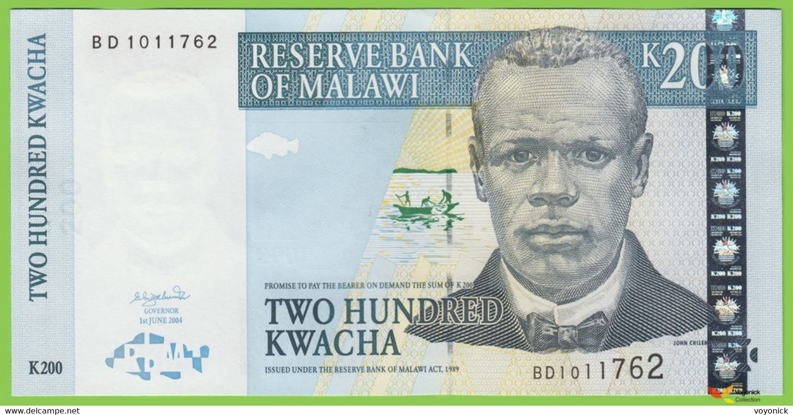 Voyo MALAWI 200 Kwacha 2004 P55 B146c BD UNC Reserve Bank Of Malawi, Lilongwe - Malawi