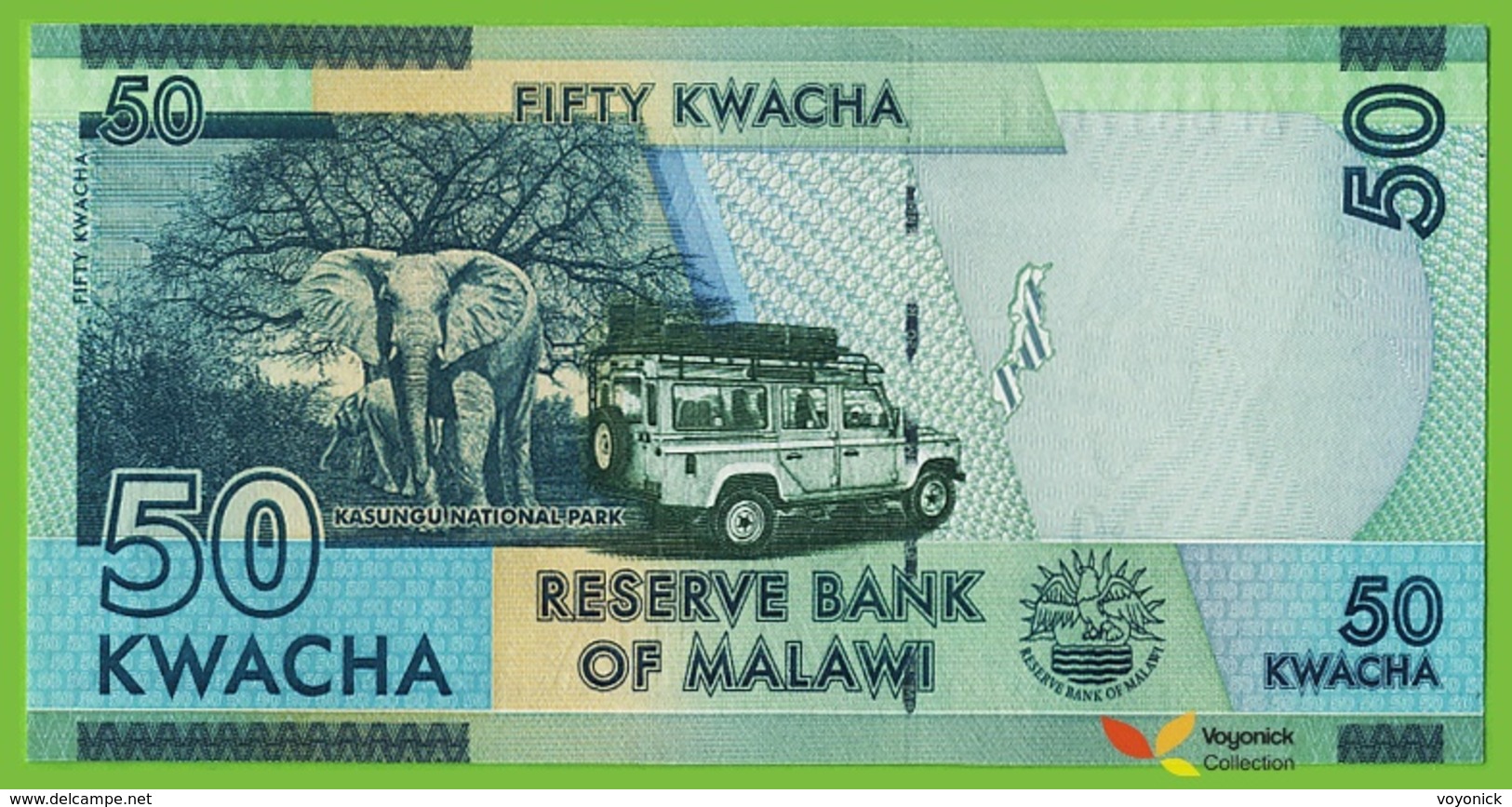 Voyo MALAWI 50 Kwacha 2014 P64a B157a AP UNC UNC Elephant - Malawi