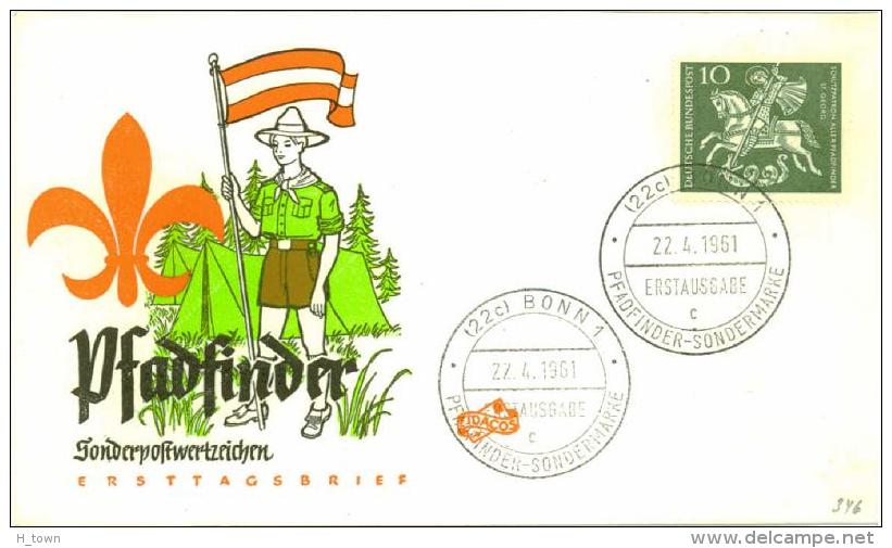 4268  Saint Georges Et Le Dragon: Env. 1er Jour D'Allemagne, 1961 - Scout FDC From Germany: SAINT GEORGE And The Dragon - Lettres & Documents