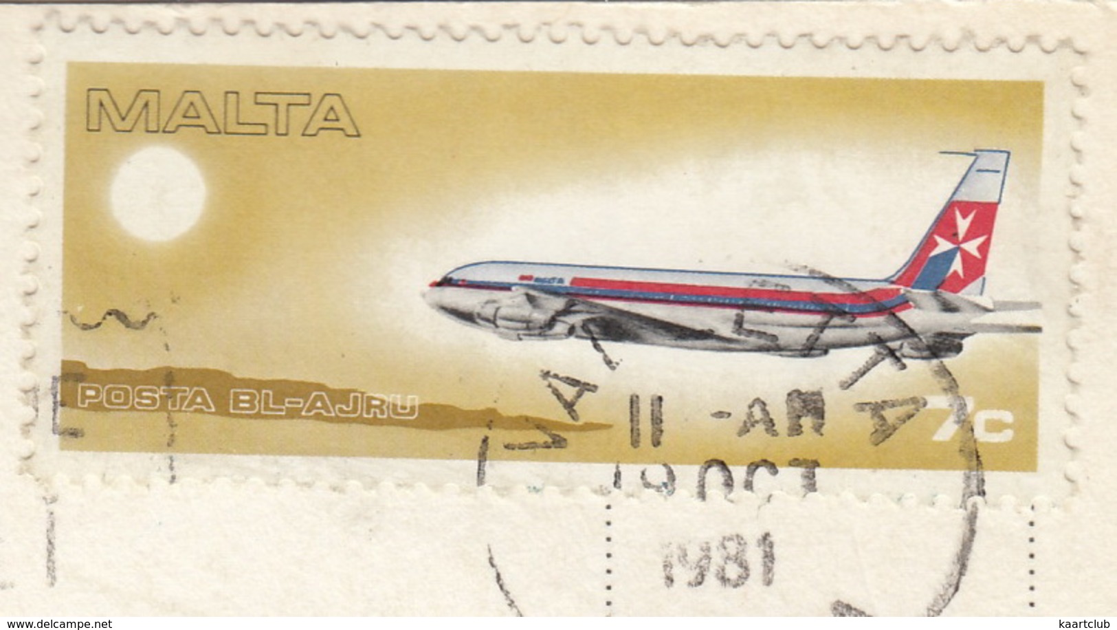 Mdina Bastions - Malta - ( 7c 'Posta-BL-AJRU' - AIRPLANE Stamp) - Malta